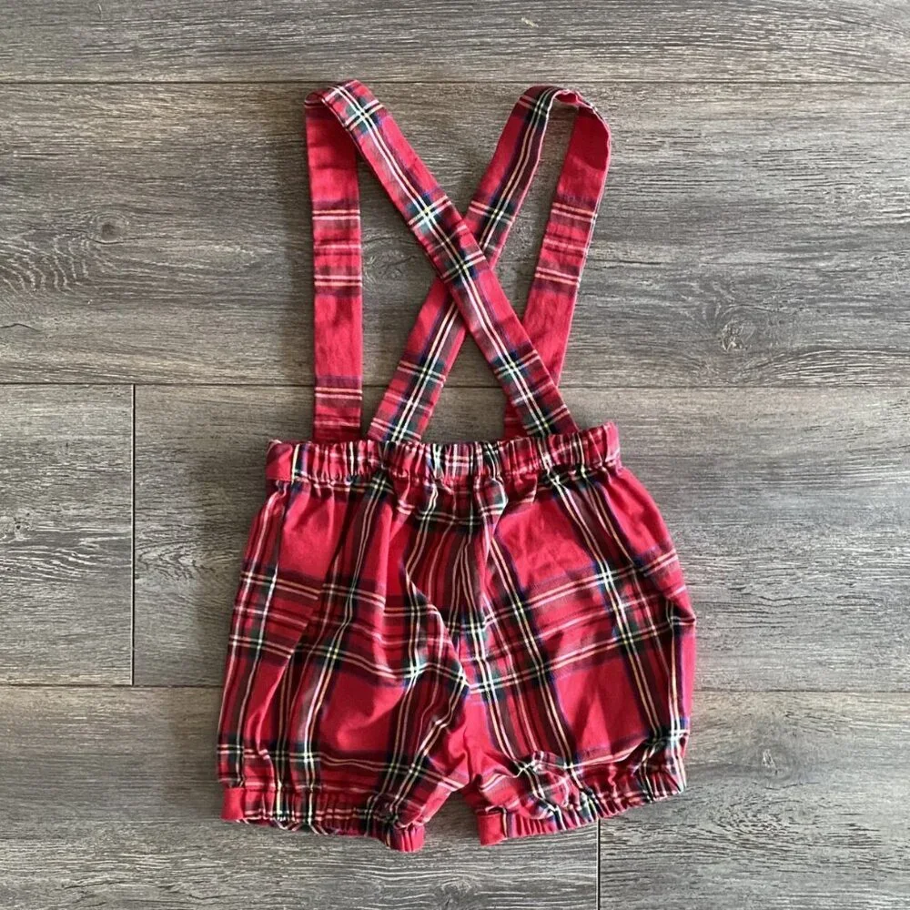 Edgehill Collection Plaid Suspender Shorts - Picture 2 of 4